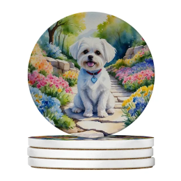 Silky Terrier Spring Path Large Sandstone Coasters( Pack Of 4 ) -Style4
