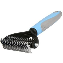 Grooming Brush Double Sided Shedding And Dematting, Undercoat Rake Hair Removal Comb : Blue