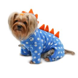 Polka Dots DINO Fleece Hooded Bodysuit/Pajamas - S