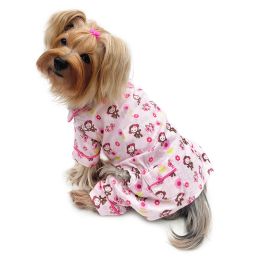 Girly Monkey Flannel Pajamas with 2 Pockets - S