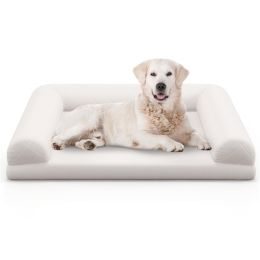 37 Inch Orthopedic Dog Bed And Removable Washable Bedspread -Beige