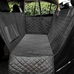 Dog Car Seat Cover View Mesh Pet Carrier Hammock Safety Protector Car Rear Back Seat Mat With Zipper And Pocket For Travel-Black middle zip