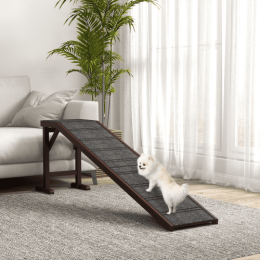 PawHut Dog Ramp For Bed, Pet Ramp For Dogs With Non-Slip Carpet And Top Platform, 74 X 16 X 25, Brown-Brown