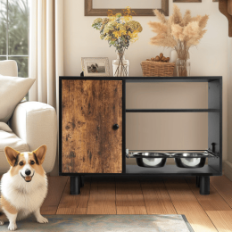Large Pet Feeder Station, Dog Food Lockers -Retro