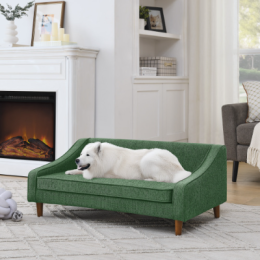 Durable Elevated Dog Sofa Bed With Modern Irregular Armrest Design: Green
