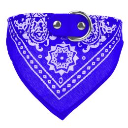 Adjustable Bandana Leather Pet Collar Triangle Scarf: Blue L