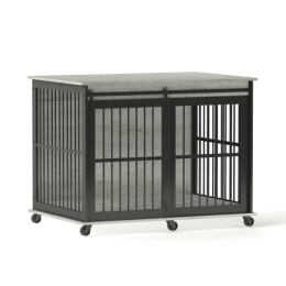 Furniture Dog Cage Sliding Iron Door Dog Cage With Mat-Grey