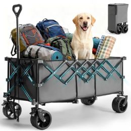 Foldable Trolley - 440-pound Foldable Extra-long Heavy-duty Multi-functional Vehicle With Wheels: Grey