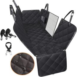 Dog Car Seat Cover View Mesh Pet Carrier Hammock Safety Protector Car Rear Back Seat Mat With Zipper And Pocket For Travel-Black belt mesh
