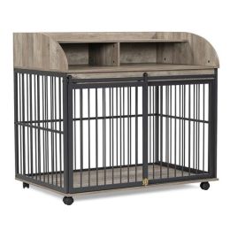 Heavy Duty Large Dog Cage Furniture-Gray