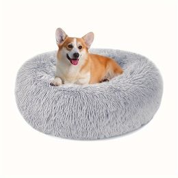 Non-Slip Dog Or Cat Beds Multiple Sizes, Calming Pet Beds For Indoor  Machine Washable-Lightgray60cm