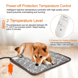 Pet Heating Pad, Electric Heating Mat Waterproof Adjustable Warming Blanket-Gray