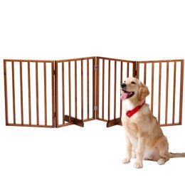 24 Inch Brown Foldable 4-piece Pet Fence -Brown