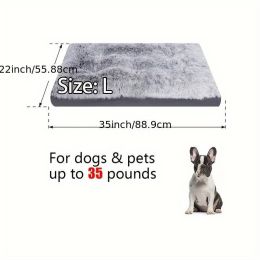 Pet Dog Bed Long Plush Cozy Warm Sleeping Beds Washable Anti-Slip Kennel Mats-A
