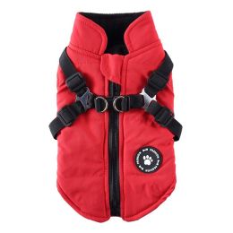 Chest Strap Jacket Cotton-padded Coat -DZ229 Red-XS
