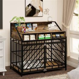 43.3 Inch Dog Cage Furniture For Large Dogs- Black