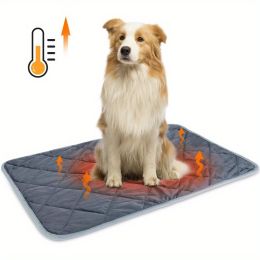 Extra Warm Thermal Pet Pad  Self-Heating ,Washable Dog Crate Pad Heat Dog ,Non-Slip Bottom For Outdoor And Indoor : Gray-M
