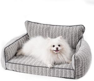 MEWOOFUN Orthopedic Pet Sofa - Supportive Bed For Small Medium Dogs & Cats, Anti-Slip Couch With Removable Cover, Grey