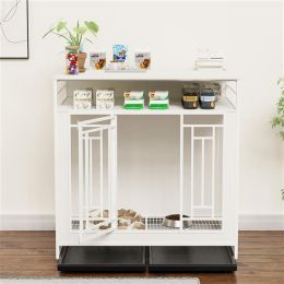43.3-inch Large Dog Cage Furniture-White