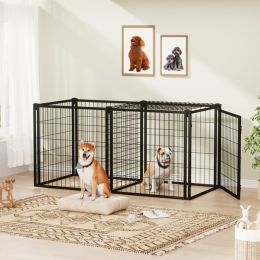 63 Inch Dog Cage, Small/ Medium-sized Dogs With A Top Dog Fence, Pet Cage, Indoor: Black