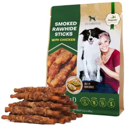 Dog Smoked Rawhide Sticks Wrapped Chicken Pet Natural Chew Treats ,Grain Free Organic Meat Healthy Human Grade, Dried Snacks In Bulk: Beloved Pets