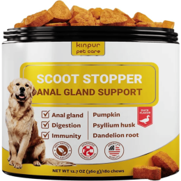 Soft Fiber Chews For Dogs With Pumpkin And Psyllium Husk- 180 Chewables For Dog Digestive Health
