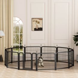 12 Panel Dog Playpen for Small Dogs/Puppies-Black