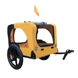 Heavy Duty Foldable Dog Carrier With Bicycle Tow -Yellow