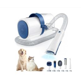Professional Dog Grooming Clippers With 2.5L Cup, 3 Suction Modes, Cordless Clippers, 5 Groomer Tools, Low Noise Pet Hair Trimmer For: White Blue