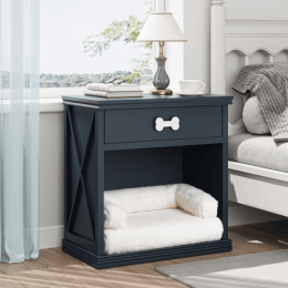 Vintage Small Locker With LED Lights And Pet Bed-Blue