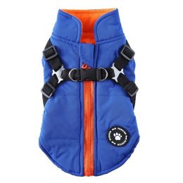 Chest Strap Jacket Cotton-padded Coat -DZ227 Blue-M
