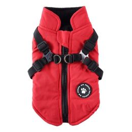 Chest Strap Jacket Cotton-padded Coat -DZ229 Red-M