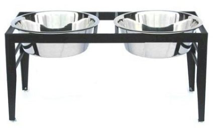 Chariot Double Elevated Dog Bowl (Size: Medium/Black)
