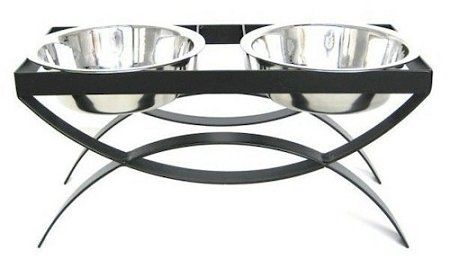 SeeSaw Double Elevated Dog Bowl (Size/Color: Medium/Black)