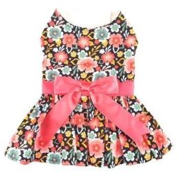 Blooming Blue and Peach Floral Dog Dress (Color/Size: Large)