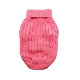 Combed Cotton Cable Knit Dog Sweater (Color/Size: Candy Pink, 2X-Large)