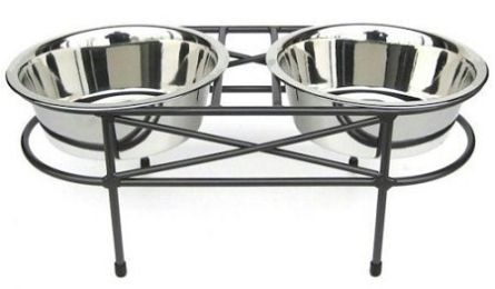 Mesh Elevated Double Dog Bowl (Size/Color: Large/White)