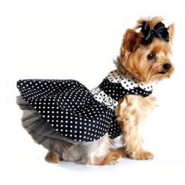 Polka Dot  Dress for Dogs (Color/Size: Black and White, Large)