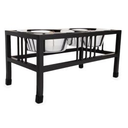 Baron Double Raised Dog Bowl (Size: Small/Black)